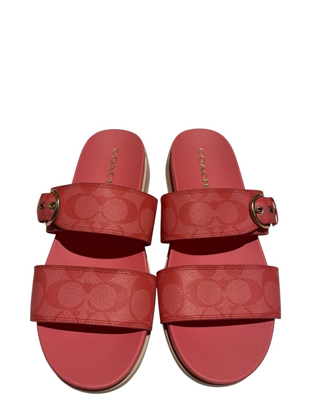 Coach Gwen Signature Pink Double Strap Platform Slide Sandals Women’s 10B C8925